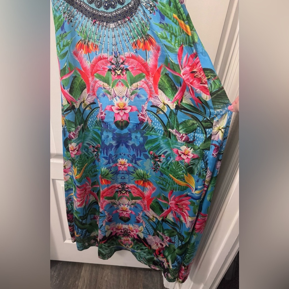 Blue and Green Floral Maxi Dress - Picture 5 of 8